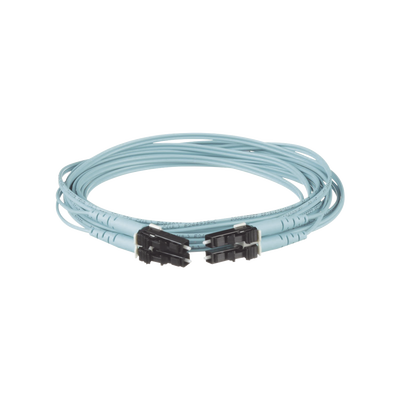 Jumper de Fibra Optica Multimodo 50/125 OM3  LC-LC Duplex  OFNR (Riser)  Color Aqua  25 Metros