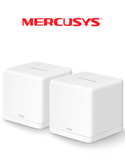 MERCUSYS Halo H30G(2-pack) - KIT de Sistema Inalámbrico H30G Mesh con doble banda 2.4GHz y 5GHz AC 1300Mbps  dos puertos 10/100/1000 Mbps  control vía aplicación y roaming continuo.