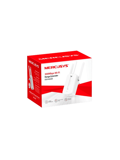 MERCUSYS MW300RE -Repetidor de cobertura WiFi N con tecnología MU-MIMO  velocidad de 300 Mbps en 2.4 GHz  3 antenas externas y botón WPS.