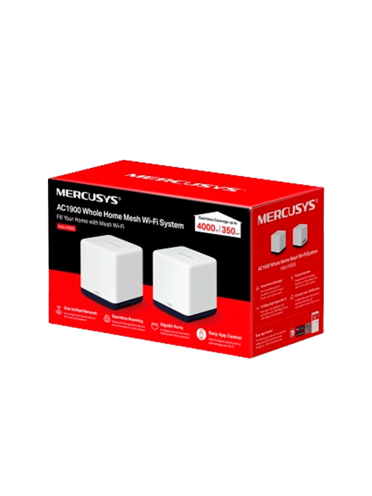 MERCUSYS HALO H50G(2-PACK) - Sistema Wi-Fi Mesh AC1900 para todo el hogar con red unificada  roaming continuo  cobertura completa  doble banda Wi-Fi de 1.9 Gbps  control sencillo mediante aplicación y puertos Gigabit completos.