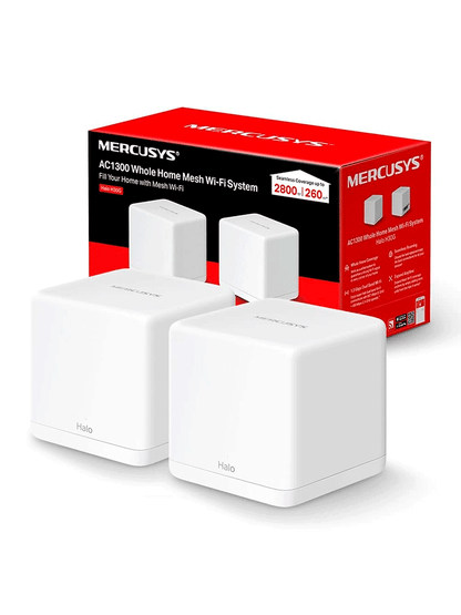 MERCUSYS Halo H30G(2-pack) - KIT de Sistema Inalámbrico H30G Mesh con doble banda 2.4GHz y 5GHz AC 1300Mbps  dos puertos 10/100/1000 Mbps  control vía aplicación y roaming continuo.