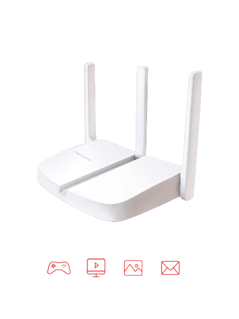 MERCUSYS MW306R - Router inalámbrico N de 2.4 GHz con velocidad de 300 Mbps  1 puerto WAN 10/100 Mbps  3 puertos LAN 10/100 Mbps y 3 antenas de 5 dBi. Compatible con IPTV e IPv6.
