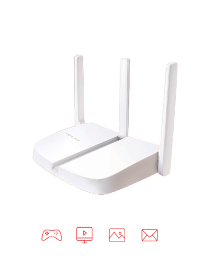 MERCUSYS MW306R - Router inalámbrico N de 2.4 GHz con velocidad de 300 Mbps  1 puerto WAN 10/100 Mbps  3 puertos LAN 10/100 Mbps y 3 antenas de 5 dBi. Compatible con IPTV e IPv6.