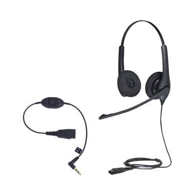 KIT  Diadema con cancelación de ruido  con accesorio para conexiones 3.5mm Incluye modelos BIZ-1500-DUO-QD y MOBILE-QD-35MM-Sï»¿