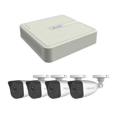 Kit IP 4 Megapixel / NVR de 4 Canales con 4 Puertos PoE / 4 Cámaras IP con Micrófono Integrado / Bala para Exterior