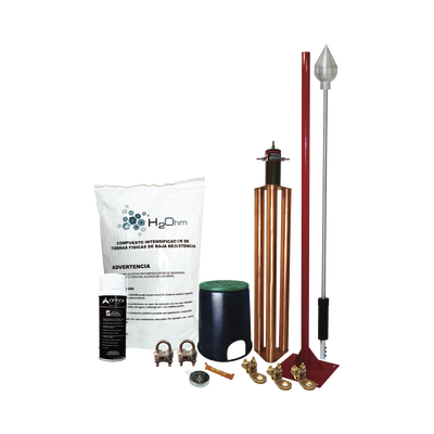 Kit Pararrayo con Accesorios para Protección de Diámetro de 80 m.