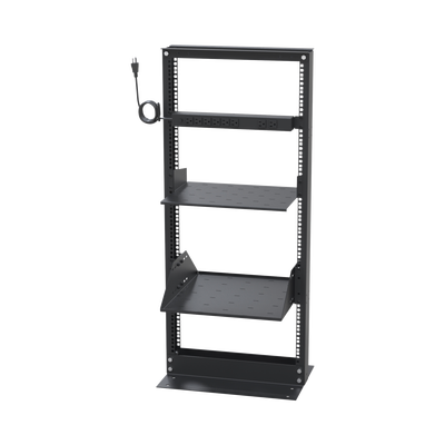 Kit de Rack Estándar 19"  24 UR con 2 Charolas  y PDU (8 tomas). Ideal para UPS y Servidores tipo Torre.