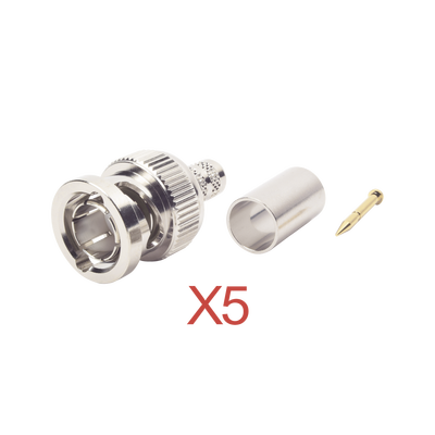 Kit de 5 Conectores BNC Macho RFB-1707-D de Anillo Plegable / RG-59  75 Ohm.