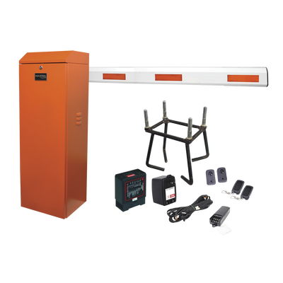 Kit COMPLETO Barrera Derecha XBF naranja / 3M / Incluye Sensor de masa  Transformador  Lazo  Ancla  Fotoceldas y 2 Controles Inalámbricos
