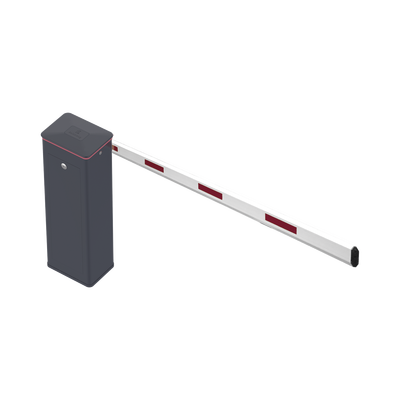 Kit de Barrera Vehicular Izquierda y Brazo de 3 Metros / Finales de Carrera Ajustables por Programación / Movimiento Fluido / Diseño Elegante Color Gris / Con Corona Led Semaforizada