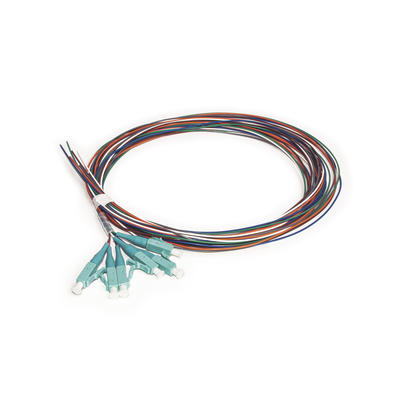 Kit de 6 Pigtails LC Multimodo OM3 50/125  conectores aqua  2 metros