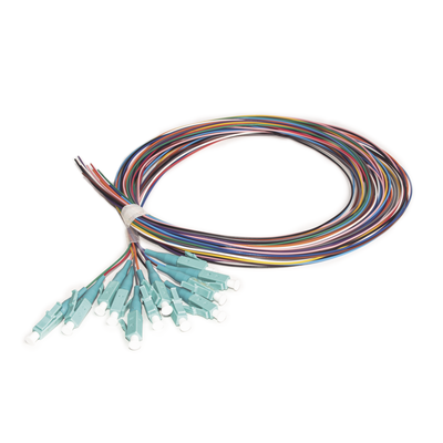 Kit de 12 Pigtails LC Multimodo OM3 50/125  conectores aqua  2 metros
