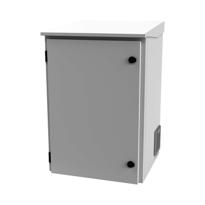 Gabinete de Exterior con Rack de 19" de 16U con Ventiladores y Termostato  Se envía el Gabinete Armado. (Montaje a poste o torre se vende por separado).
