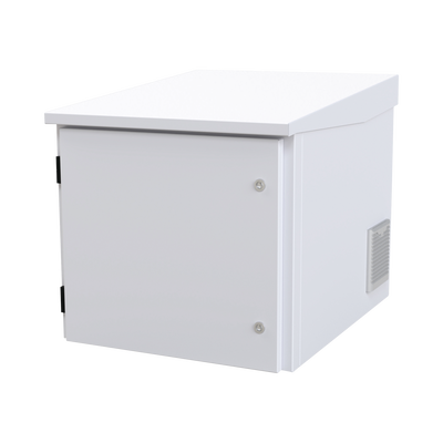 Gabinete PROFUNDO hasta 705 mm  de profundidad  de Exterior de 9UR con Ventiladores y Termostato  Se envía el Gabinete Armado  (Montaje a poste o torre se vende por separado).