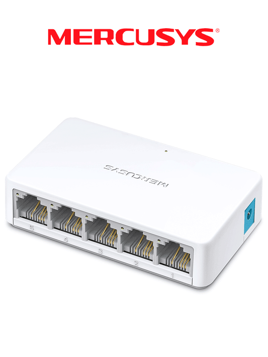 MERCUSYS MS105 -   Switch no administrable para escritorio con 5 puertos 10/100 Mbps  diseño compacto y función Plug and Play.