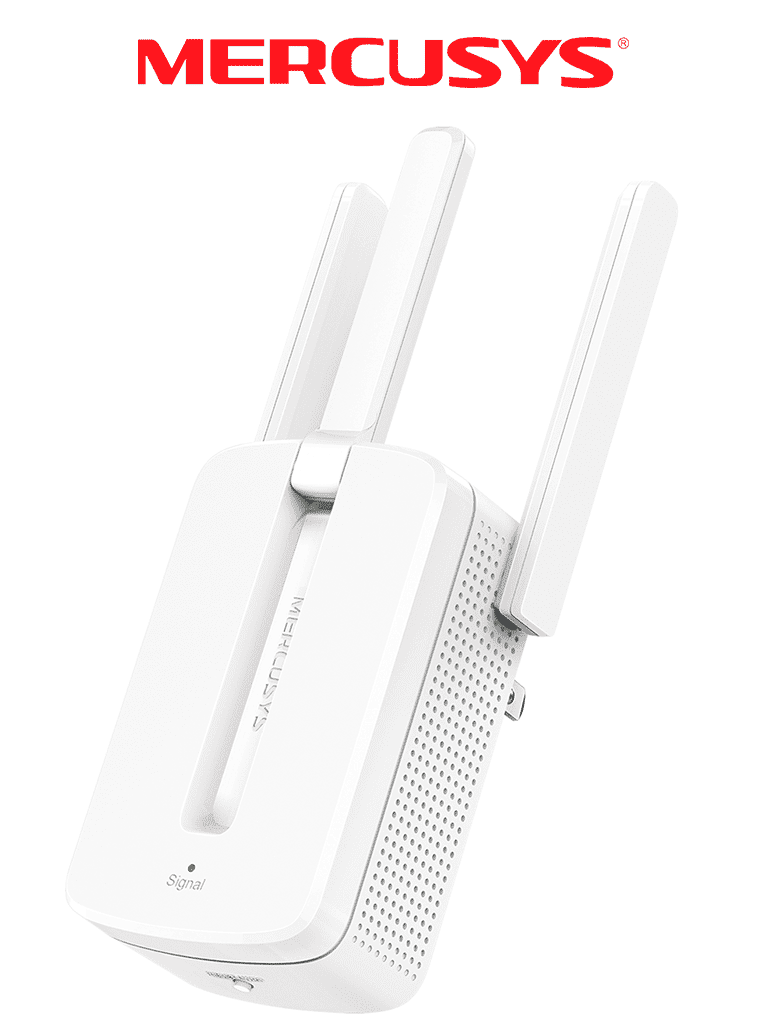 MERCUSYS MW300RE -Repetidor de cobertura WiFi N con tecnología MU-MIMO  velocidad de 300 Mbps en 2.4 GHz  3 antenas externas y botón WPS.