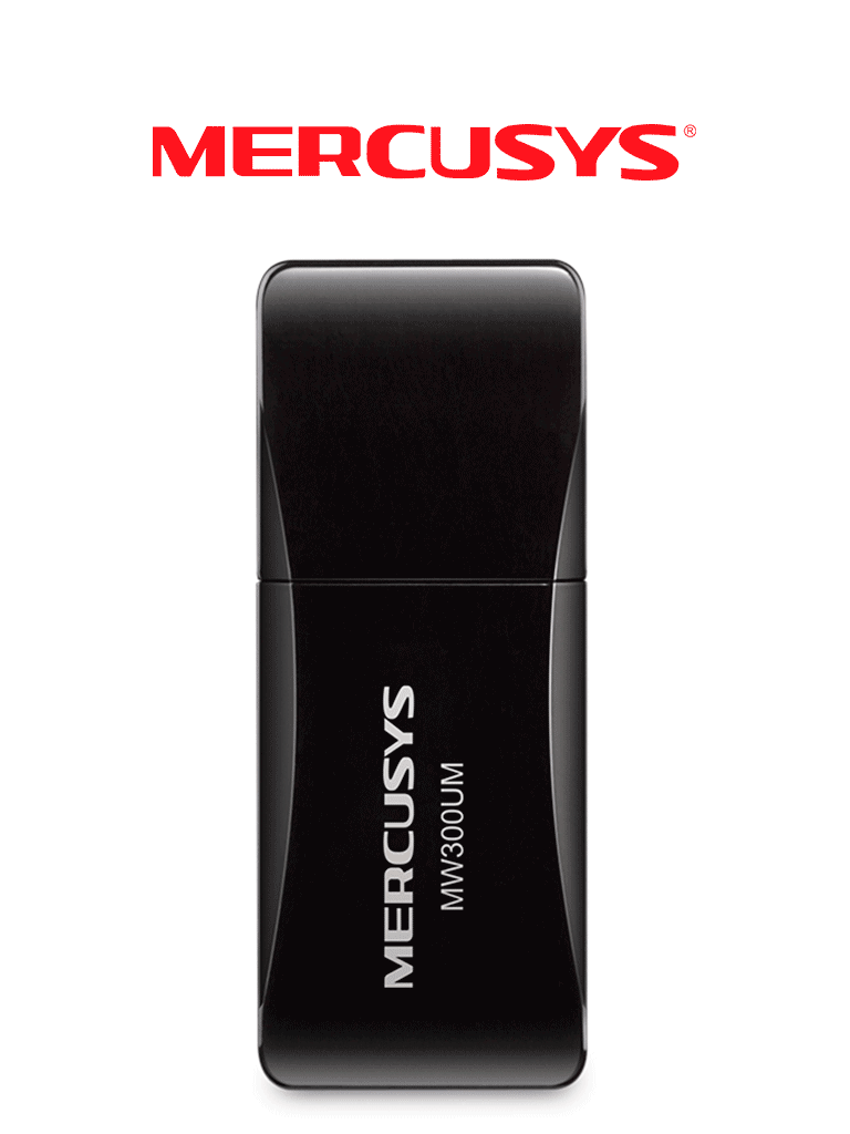 MERCUSYS MW300UM - Adaptador inalámbrico N  300 Mbps  2.4 GHz  2 antenas internas  diseño portátil
