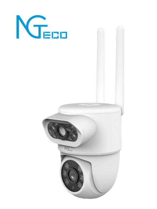 NGTECO NGSH01C8AN- Cámara PTZ WiFi   4MP   Lente Dual   Monitoreo 2 Áreas   Detección Humana   Audio 2 Vías  Paneo y Tildeo  Almacenamiento Local y en la Nube
