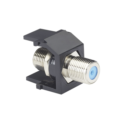 Módulo Acoplador Coaxial Tipo F  Keystone  de 75 Ohms  3.0 GHz  Color Negro