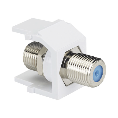 Módulo Acoplador Coaxial Tipo F  Keystone  de 75 Ohms  3.0 GHz  Color Blanco