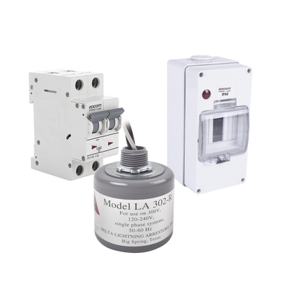 Kit de Centro de Carga Para Corriente Alterna  Breaker de hasta  400 Vca de 20 A con Supresor de Picos Transitorios.