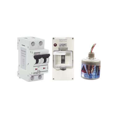 Kit de Centro de Carga Para Corriente Directa  Breaker de hasta 800 Vcc de 40 A con Supresor de Descargas Atmosféricas.