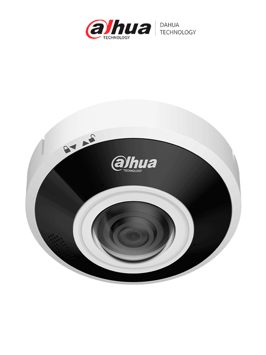 DAHUA DH-IPC-EBW5641P-AS-Cámara IP Fisheye/ 6MP/WizMind/ WDR/Heatmap/conteo de personas/protección perimetral/ LED IR integrado 15m/ deep learning/ E&S Alarma y Audio/ Ranura para tarjeta Micro SD de hasta 1 TB/ Audio bidireccional/ PoE/IK10 #LoNuev