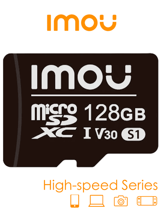 IMOU ST2-128-S1 - Memoria MicroSD de 128 Gb/ UHS-1  Clase 10  U3  V30/ 3D TLC NAND flash/ Velocidad de Lectura 95MB/s/ Ideal Para Cámaras de Seguridad.