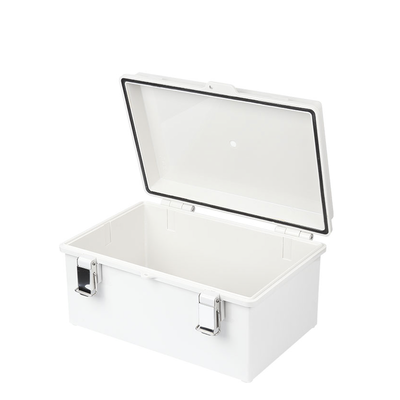 Gabinete de Plástico ABS  Uso en Intemperie ip66 (300 x 300 x 180 mm) Cierre por Broche Inoxidable y Permite Cerrado con Candado y Llave (Perno 5mm) No Incluido