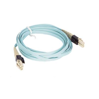 Jumper PViQ de Fibra Óptica Multimodo 50/125 OM4  LC-LC Duplex  LSZH  Color Aqua  3 Metros