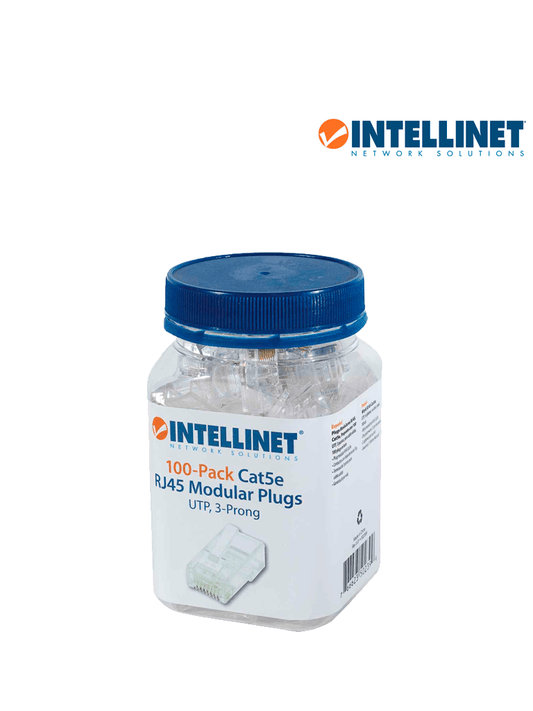 INTELLINET 502399 - Enchufe RJ45 CAT5E sólido UTP  bote de 100 piezas  con 15 micras de oro.