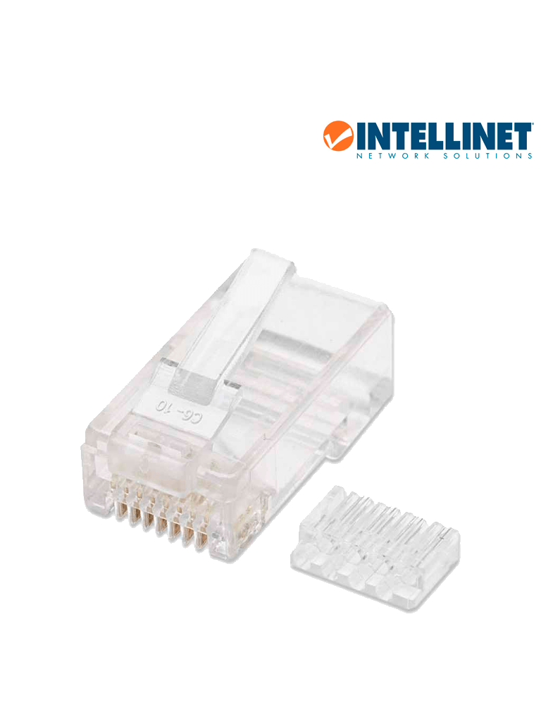 INTELLINET 503006 - Enchufe RJ45 CAT6 sólido UTP  bote de 100 piezas  con 15 micras de oro.
