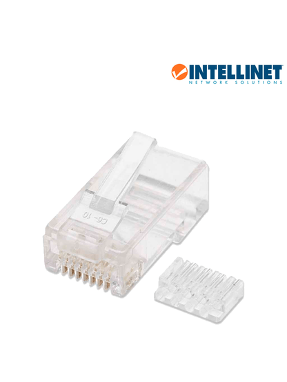 INTELLINET 503006 - Enchufe RJ45 CAT6 sólido UTP  bote de 100 piezas  con 15 micras de oro.