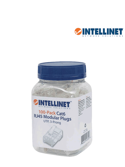 INTELLINET 503006 - Enchufe RJ45 CAT6 sólido UTP  bote de 100 piezas  con 15 micras de oro.