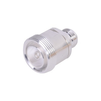 Adaptador en Línea de Conector DIN 7-16 Hembra a N Hembra  Plata / Plata / Teflón.