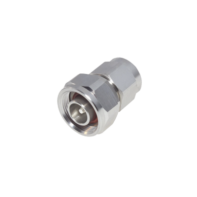 Adaptador en Línea de Conector 4.3-10 Macho a N Macho  Bronce Blanco/ Plata/ Teflón.