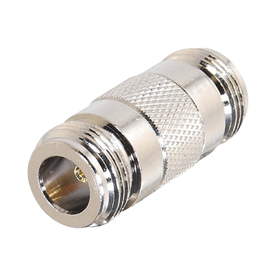 Adaptador Barril en Linea para 50 Ohm  de Conector N Hembra a N Hembra  Plata/ Oro/ Teflón.