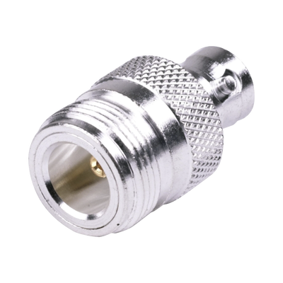 Adaptador en Línea  de Conector N Hembra a BNC Hembra  Plata/ Oro/ Teflón.