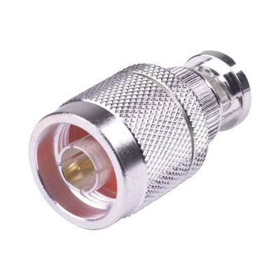 Adaptador en Línea  de Conector N Macho a BNC Macho  Plata/ Oro/ Teflón.