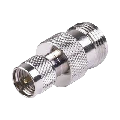 Adaptador en Línea  de Conector Mini-UHF Macho a N Hembra  Níquel/ Oro/ Teflón.