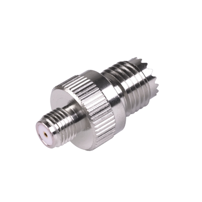 Adaptador en Línea de Conector Mini-UHF Hembra a SMA Hembra  Níquel/ Oro/ Teflón.