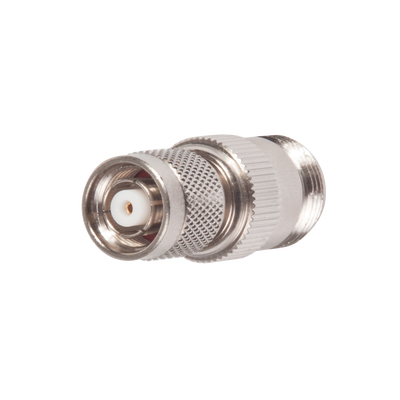 Adaptador en Línea  de Conector TNC Macho Inverso a N Hembra  Niquel/ Oro/ Teflón.