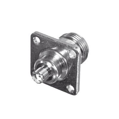 Adaptador en Línea para Panel de SMA Hembra a N Hembra  Montaje Trasero para 18 mm entre Centros  Níquel/ Oro/ Teflón.