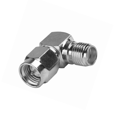 Adaptador en Ángulo Recto  de Conector SMA Macho a SMA Hembra Níquel/ Oro/ Teflón.