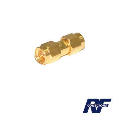 Adaptador Tipo Barril  de Conector SMA Macho a SMA Macho  Oro/ Oro/ Teflón.â€‹