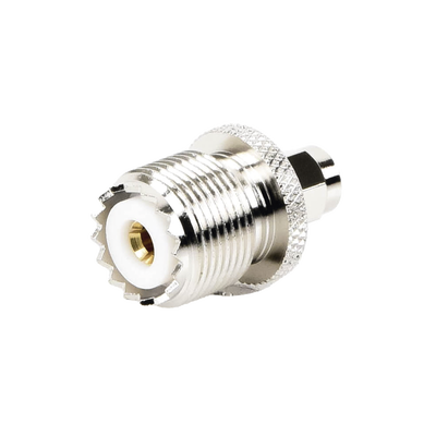 Adaptador en Línea  de Conector SMA Macho a UHF Hembra (SO-239)  Níquel/ Oro/ Teflón.