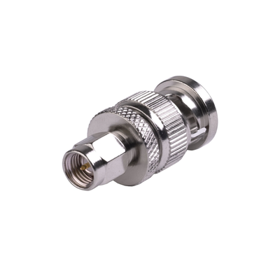 Adaptador en Línea de Conector SMA Macho a BNC Macho  Níquel/ Oro/ Teflón.