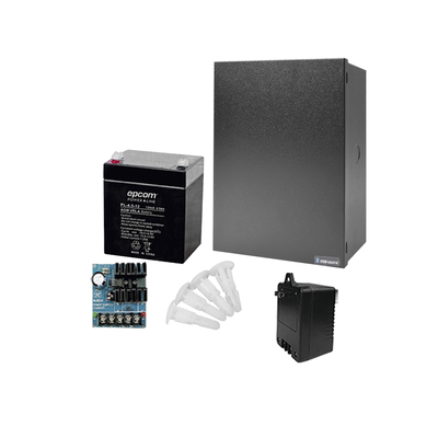 Kit con Fuente ALTRONIX ( AL624 ) con salida  de 12 Vcc a 0.75 Amper  incluye transformador y batería de 4.5 Amper