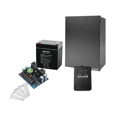 Kit con fuente ALTRONIX de 12 Vcc a 4 Amper  incluye transformador y batería de 4.5 Amper