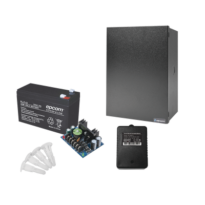Kit con fuente ALTRONIX de 12 Vcc a 4 Amper  incluye transformador y batería de 7 Amper